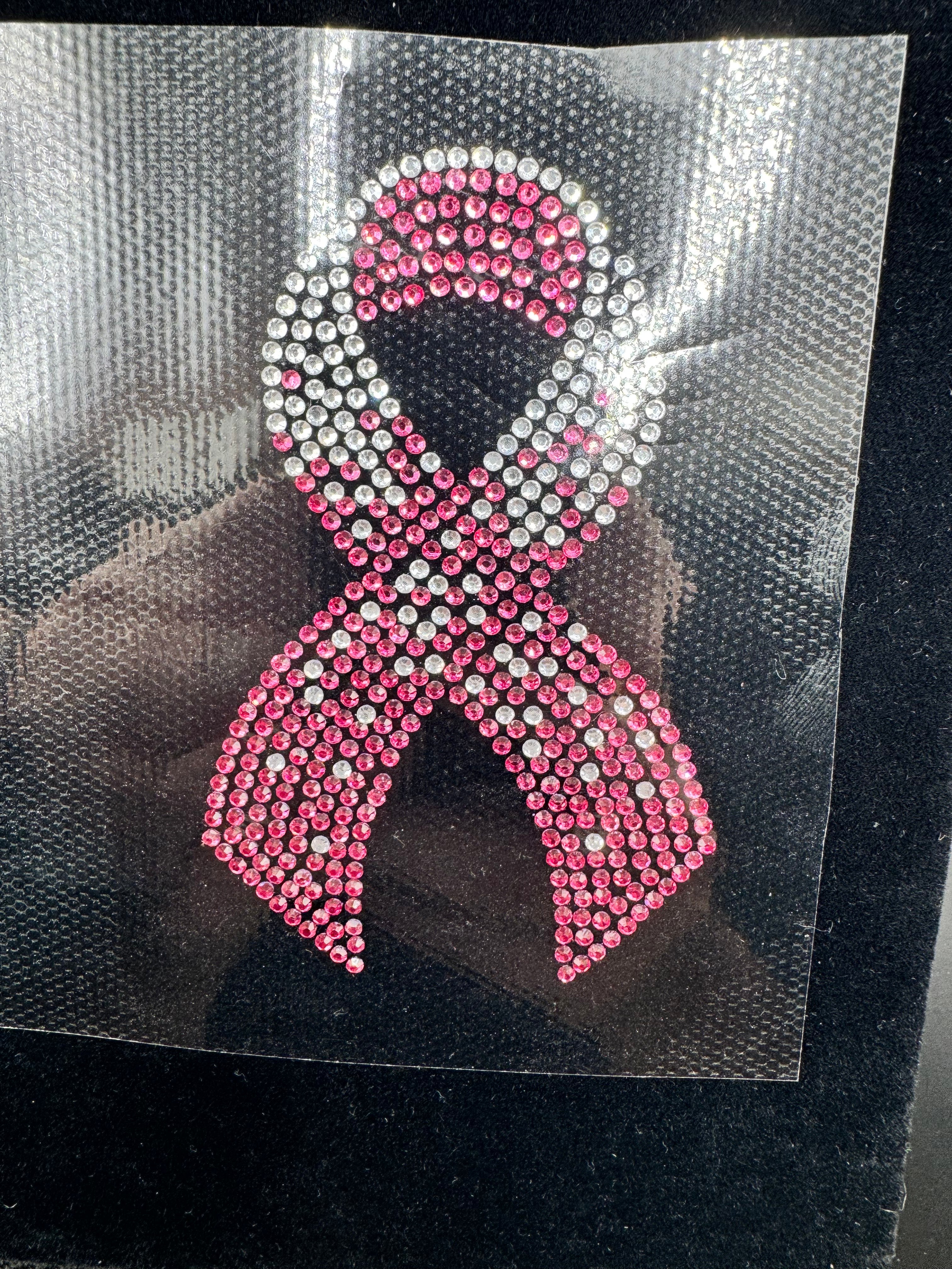 3.5 x 2.5 Pink and Clear Hot Fix Rhinestone Embellishment